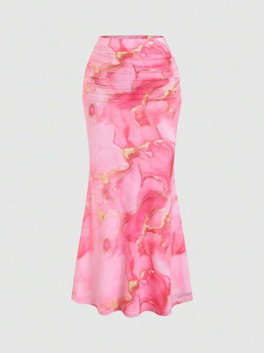 plisada de unicolor con cola de pez para mujer - Rosa - Ver 1