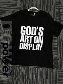 Kurzarm-T-Shirt für Herren, lockere Passform, Aufdruck "GOD'S ART ON DISPLAY", individuell gestaltbares Grafik-T-Shirt für Herren – Lässige und stylische Sommer-T-Shirts - Schwarz - Übersicht 1