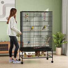 Bird Cage With Perches, Bird Toys And Removable Bottom Tray, Black - 均碼 - 查看 1