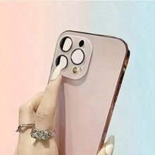 Crystal Lens Film Premium Protective Case Electroplated Edge Anti-Drop Mobile Case Suitable For 13 14 15 16 17 Pro Max PLUS - 紫色 - 查看 3