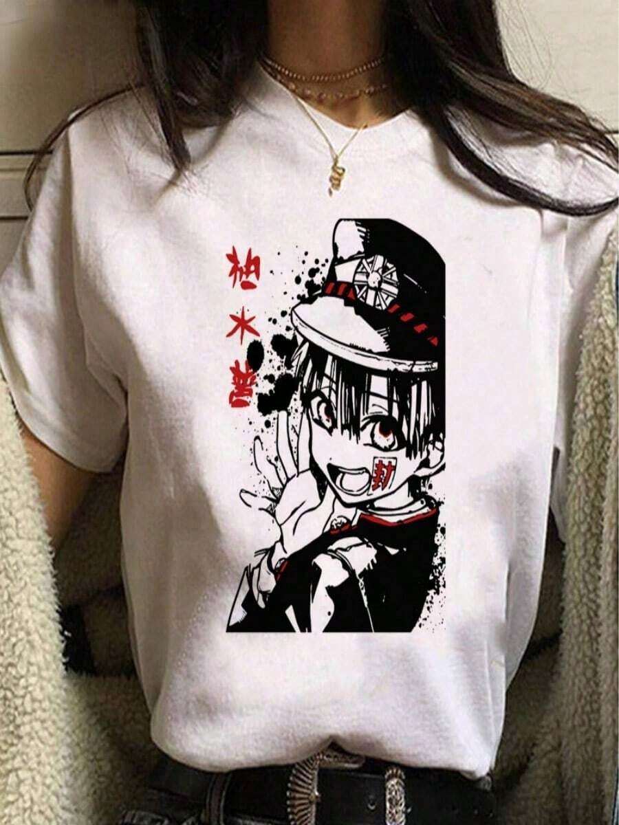 Anime japonés caliente baño atado Hanako-kun kawaii camiseta estampada gráfica camiseta mujer divertida dibujos animados verano top camiseta unisex Y2k Camiseta Camisa De - Blanco - Ver 1