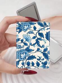 1PC Pastoral British Style Floral Series Portable Vanity Mirror, Foldable Lightweight Ultra-Thin Convenient Hand Mirror, PU Leather, Suitable For Multiple Scenes And All People, Rectangular Small Mirror, Pocket Mirror, Floral Pattern Design, Exquisite And Delicate, Easy To Carry, Handheld Makeup Mirror, 180° Flip Cover, Multi-Functional - Multicolor - View 18