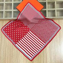 60cm Luxury Square Scarf Women Striped Bandanna Spring Silk Scarf Summer Headband Fashion Neckerchief Ladies - 1 - Xem 7