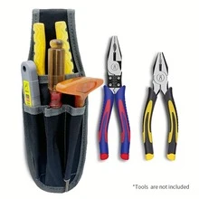 1pc Canvas Electrician Tool Waist Bag, Portable Small Storage Durable Multi-Function Installation Tool Pouch. Storage And Tool Organization, Tool Bag. - Multicolor - View 4