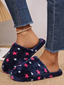 Indoor Soft Plush Heart-Shaped Pattern Memory Foam Footwear For Women Cozy Fuzzy Slippers House Slippers Winter Warm Cotton Shoes - Navy Blue - View 6