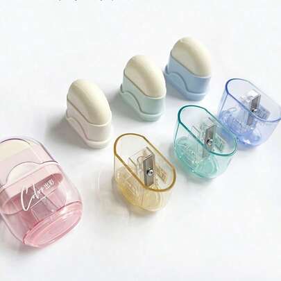 2-In-1 Pencil Sharpener With Eraser, Cute Mini Portable Transparent Candy-Colored Multifunctional Stationery With Pencil Shavings Storage Box, Essential For Students And Office, Ideal For Daily Use And Back To School