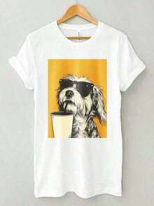 Playeras de mujer, Envío Gratis, Ropa de Verano, Regalos para Mamá, Camiseta Gráfica de Perro con Gafas de Sol, Camiseta Divertida de Perro, Camiseta de Perro con Bebida, Amantes del Café, Amantes de los Perros, Ropa para Salir, Vintage, Envío Gratis, Artículos de Almacén Local, Ropa de Mujer, Conjuntos Casuales de Mujer, Top para Mujer, Artículos de Almacén Local, Ropa de Mujer, Conjuntos de Mujer - Negro - Ver 5