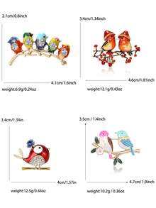 Broches de pájaro en rama de esmalte - Alfileres de animales clásicos para accesorios de joyería casual de fiesta para mujeres / Regalos para amigos Insignias Decoración - Pájaros en las ramas - Ver 6