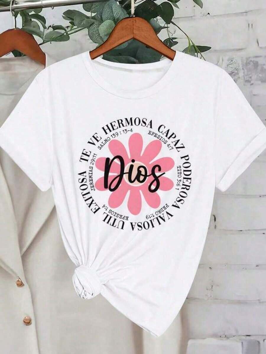 Camiseta de manga corta con cuello redondo y corte holgado 100% algodón para mujer, top informal de uso diario en verano. Camiseta de manga corta con cuello redondo y estampado informal para mujer Howell. Camiseta de manga corta con cuello redondo de algodón puro, top básico informal, suave y transpirable. - Blanco - Ver 1