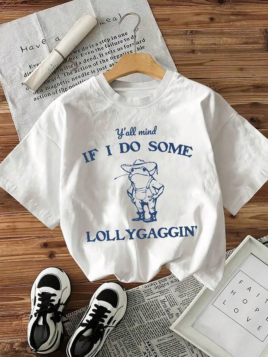 1 Piece Funny Frog Graphic T-Shirt For Women With The Phrase "If I Do Something, They Laugh At Me", White Round Neck T-Shirt, Lightweight, For Summer, For Daily Casual Outfits, Funny Animal Print T-Shirt For Women, Frog Gifts, Funny Outfit, Relaxed Fit T-Shirt, Designed For Weekend Outfit, Comfortable Material, Short Sleeve T-Shirt, Women's Fashion, 180g 100% Cotton. - 白色 - 查看 1