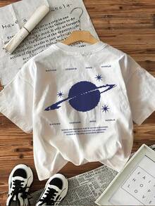 Graphic Print T-Shirt, Casual Short Sleeve Round Neck Top For Summer And Spring, Women's Clothing - 白色 - 查看 3