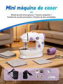 Máquina De Coser Portatil Mini,Máquina de coser portátil de mano para principiantes, Costura rápida , Control de doble velocidad, doble hilo, máquina de coser eléctrica para el hogar. - A202 - Ver 2