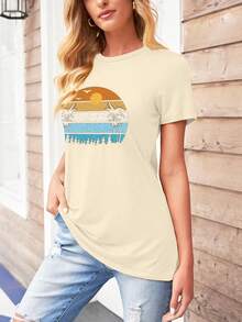 Sudadera con estampado de letras Rachel para mujer, con diseño de letras, divertidas, informales - C Albaricoque - Ver 3