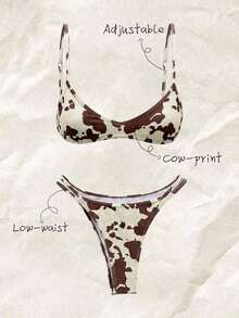 Conjunto de bikini con tirantes de espagueti de tela jacquard para mujer, primavera/verano - Multicolor 3 - Ver 1