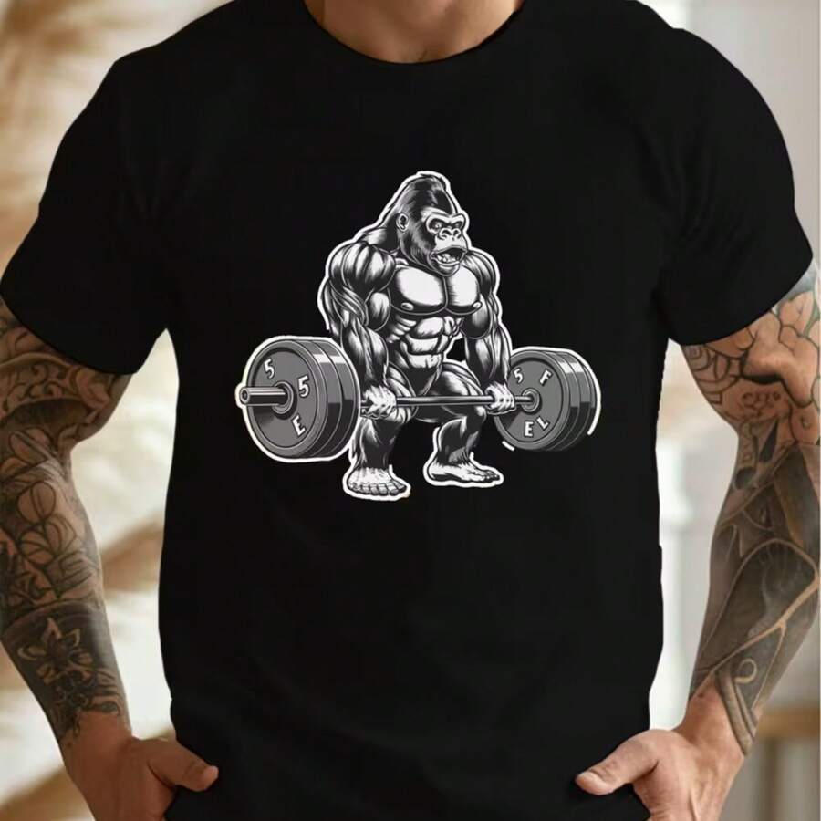 Printed T-Shirt For Men And Women - 黑色 - 查看 1