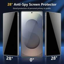 XINHONGYU 4片裝 Galaxy S 系列隱私防窺鋼化玻璃螢幕保護貼，支援 0.2 秒指紋解鎖，相容 Galaxy S26 Ultra/26+/26、Galaxy S25 Ultra/S25+/S25、S24 Ultra/24 Plus/24、S23/22/21，25° 防窺，全螢幕覆蓋，防指紋、防摔、防刮、零氣泡 - 黑色 - 查看 3