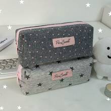 Estuche de lápices con diseño de estrella gris, caja de papelería portátil para estudiantes, estuche de lápices de gran capacidad, estilo de moda Ins, adecuado para el transporte diario, esencial para estudiantes, imprescindible para volver a la escuela - Nuevo modelo - Ver 4