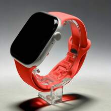 1件中性時尚休閒純色矽膠蝴蝶扣錶帶，適用於 38mm 40mm 41mm 45mm 46mm 44mm 42mm 49mm，柔軟舒適防水腕帶，適用於 Series SE8/7/6/5/4/3/2/1 的替換智慧手錶錶帶配件 - 杏色 - 查看 5