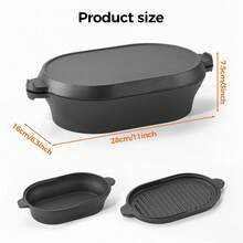 EZIFY Multi‑Functional Combo Oval Dutch Oven, 2‑In‑1 Cast Iron Bread Baking Cookware, Dual‑Use Stew & Fry Pan For Home Cooking - View 4