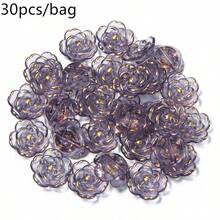 30 hạt acrylic hình hoa hồng, mạ AB, đáy phẳng, trong suốt, đường kính 19mm, được dập nổi hình hoa hồng, hoàn hảo để tạo ra các loại trang sức như vòng tay và dây chuyền. - Hoa hồng mạ vàng - Xem 14