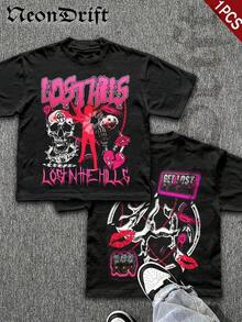 Camisetas unisex casuales de primera calidad, estilo Y2k, regalos divertidos para Halloween, Navidad y Acción de Gracias, con estampados originales. Camisetas de manga corta de algodón puro para hombre, cómodas y transpirables, ideales para uso casual al aire libre y en la calle, con cuello redondo. Una marca de moda de alta calidad, un regalo sorpresa para familiares y amigos. - Negro 2 - Ver 6