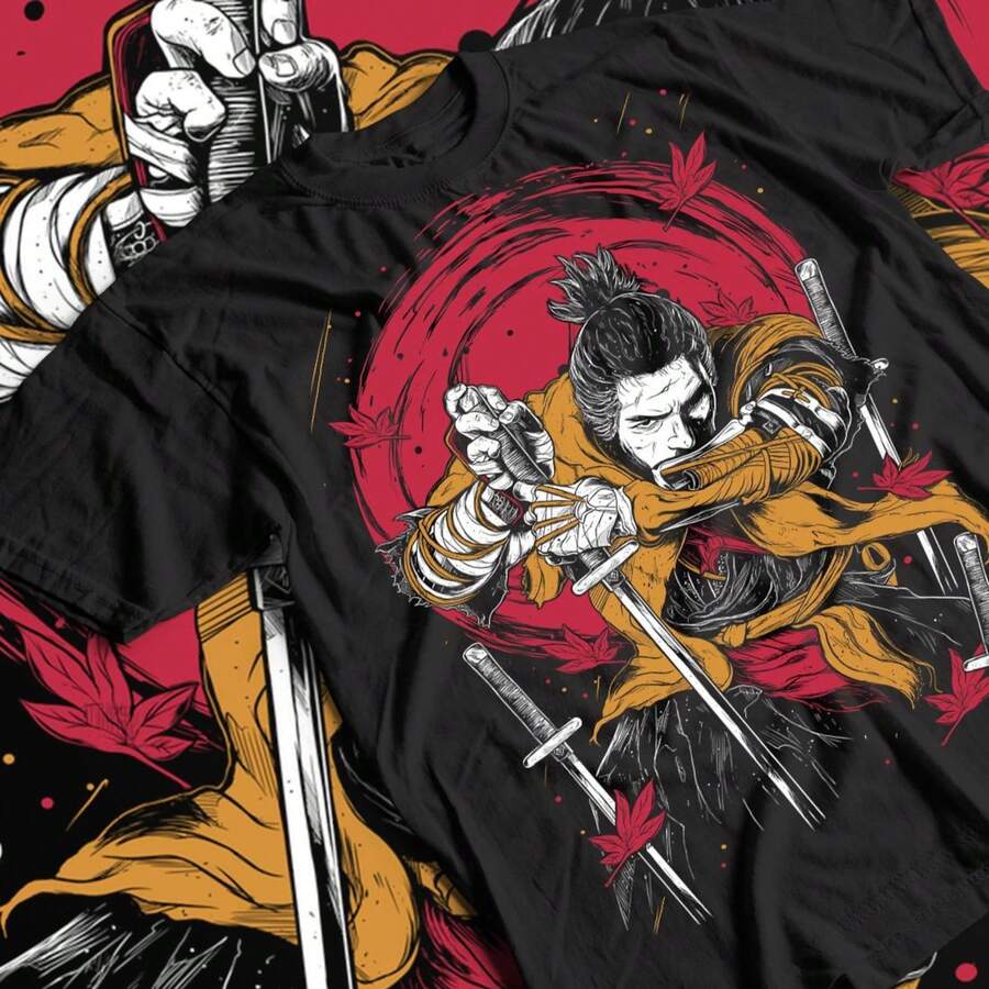 Samurai Video Game Anime Special Vintage T-Shirt UniS1ex Manga Camisetas Anime Love220g Cla-Ssic Cotton T-Shirt - UniS-Ex - The Shirt You A-Lways NeededSuitable For All People, Whether WoM-En Or M-Enhigh-Quality Durable Fabric Suitable For All Seasons,Ft To The Touch But Built To LastBreathabletops WoM.En Fall OutfiT.S For WoM.En VaC.Ation OutfiT.S WoM.En Easter, St. Patrick's Day Costume - 黑色 - 查看 1