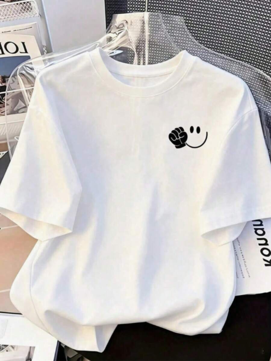 Camiseta de punto ajustada de manga corta informal para mujer - Blanco - Ver 1