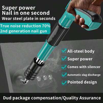 Súng bắn đinh mini bằng thép có thể điều chỉnh tốc độ, dùng cho tường bê tông và gạch - Súng bắn đinh thủ công 5 tốc độ tích hợp khí nén, lý tưởng cho công việc chế biến gỗ và trang trí - Cấu trúc thép bền chắc, bộ súng bắn đinh.