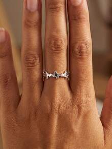 1pc 925 Sterling Silver Zirconia Inlaid Cute Bow Shape Women's Daily Wear Dating Gift Exquisite Jewelry Gift - Style 1 - View 5