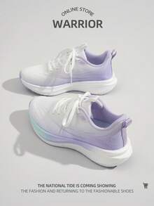 WARRIOR 1双女士系带运动鞋，夏季新款时尚百搭厚底透气休闲运动鞋，适合户外运动 - 白淺紫色 - 查看 6