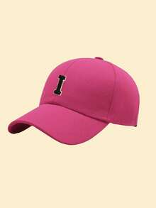 1 pieza Gorra de béisbol ajustable con parche de terciopelo con 26 letras, gorra informal tipo papá adecuada para vacaciones, calle, días festivos, viajes y fiestas - Rosa Fucsia - Ver 11