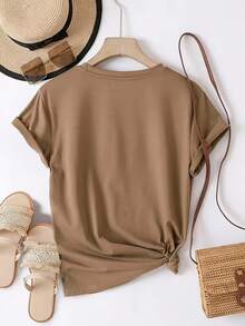 Women's Summer T-Shirt - Sparkling Cherry Design In Emerald Green, Loose Round Neck, Casual Top For Everyday Wear, Suitable For Parties And Outings - Machine Washable, Spring/Summer Style, Comfortable Fabric, Short Sleeve T-Shirt With Modern Print, Soft Texture, Fashionable Summer Clothing, Spring/Summer Garment - 藍色 - 查看 11