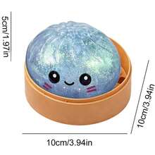 Dumpling Squishy Toy With Steamer Box, Blue Flash Glitter Slow Rising Fidget Squishies, Sensory Toys For Classroom, Stress Relief Anxiety Fidgets For Adults Kids, Kawaii Food Shaped Collectible Squishies, Party Favors, Soft Pinch Gift, Blue Flash - 藍色的光澤 - 查看 2