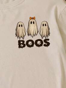 Camiseta de mujer con estampado de fantasma y calabaza de Halloween - Albaricoque - Ver 6