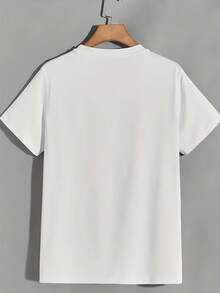 Women's 180g T-Shirt With A Modern Alien Print - Suitable For Family Outings Or Business Events, A Comfortable And Stylish Choice For Spring And Summer Meetings - Unisex Loose Cotton T-Shirt With Short Sleeves And Urban Vintage Style Round Neck. - 白色 - 查看 2