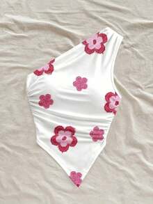 Blusa casual sin mangas con estampado floral y bajo asimétrico para mujer - Multicolor - Ver 6