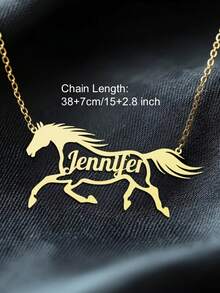 Custom Horse Name Necklace, Personalized Stainless Steel Pendant, Horse Shape Personalized Name Pendant Necklace, Unisex Custom Name Necklace, Women's Necklace, Meaningful Equestrian Enthusiast Father's Day Gift, Graduation Gift, 2026 Graduation, Back To School Gift - Multicolor - View 4