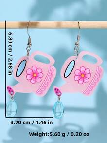 1 Đôi bông tai dáng dài bằng acrylic màu hồng, dễ thương, sáng tạo, họa tiết hoa độc đáo, thích hợp đeo hàng ngày, làm quà tặng trang sức cho nữ trong các dịp lễ hội. - Nhiều màu - Xem 5