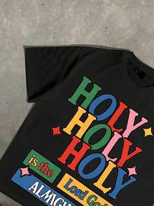 1 Camiseta de Verano, Estilo Y2K, Señor Dios Todopoderoso, SANTO SANTO SANTO, Repetición Sagrada, Sagrado y Secular, Colores de la Fe, Humor Todopoderoso, Ropa de Hombre para Primavera/Verano/Otoño, Camiseta de Corte Regular, Navidad, Halloween, Día de Acción de Gracias, Día de San Valentín, Orgullo, Día del Padre, Pascua, Día de la Madre, Año Nuevo y Festival de la Primavera, Camiseta Casual de Manga Corta con Cuello Redondo Estampada para Hombre, Son Excelentes Regalos para Amigos y Familiares, Camisetas 100% Algodón, Diseño Juvenil y Moderno, Camisetas Gráficas para Hombre, Camisetas Gráficas para Mujer, Cachorro Feliz, Regreso a la Escuela - Negro - Ver 3