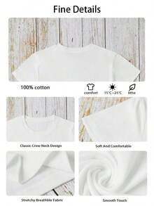 Women's 100% Cotton T-Shirts With Bride Club Print, Round Neck, Short Sleeve, Summer Casual, White - 白色 - 查看 11