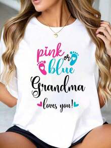 100% cotton Camiseta de bebé para revelación de género "La abuela te quiere" en rosa o azul para mujeres - Blanco - Ver 1