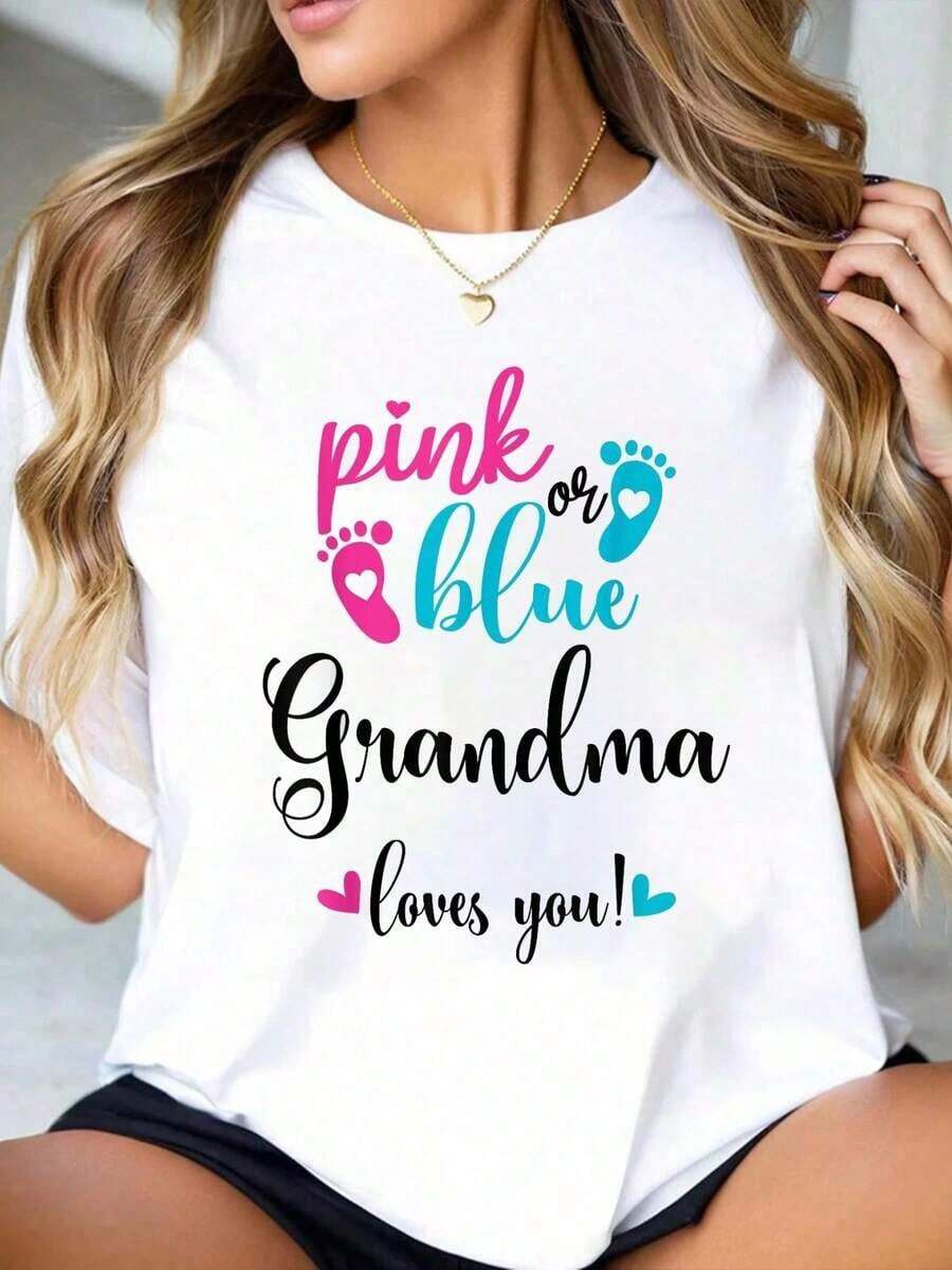 100% cotton Camiseta de bebé para revelación de género "La abuela te quiere" en rosa o azul para mujeres - Blanco - Ver 1