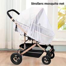 1pc Full Coverage Baby Stroller Mosquito Net, White Breathable, Upgraded Denser Mesh, Dust & Mosquito Proof, Universal Fit - A - View 7