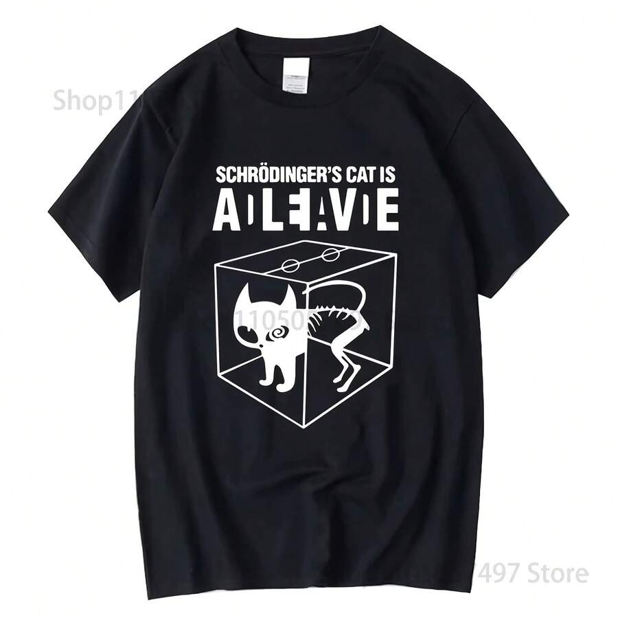 Camiseta de algodón 100% para hombre, talla asiática, con estampado de gato, de moda, de verano, de manga corta, informal. - forma - Ver 1