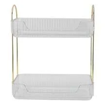 Organizador de Encimera de Baño de 2 Niveles, Diseño Simple Multiusos de Lujo Ligero, Estante de Almacenamiento Moderno de Doble Capa Duradero para Mesa de Maquillaje para - Por supuesto - Ver 7