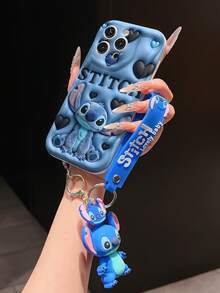 Disney Lilo And Stitch Phone Case : 3D Fluffy Pattern Border Protector Phone Soft Phone Case With A Free Cute Stitch Bracelet Chain Lanyard, Stitch, Lilo, Angel, For Apple 17 Promax 17 Pro 16 15 14 13 12 11 Pro Max XS Max X XR Soft Cover Summer Phone Case - trắng - Xem 4