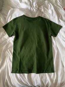 Camiseta de manga corta ajustada para mujer  con estampado gráfico blanco - Verde - Ver 2