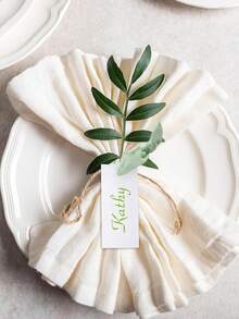 30/50/100pcs Personalized Seat Cards With Ribbons (Ribbons Included), Customizable Name Seat Cards, Wedding Decor Table Cards, Bridesmaid Gifts, Available In Blue/Beige/Green Ribbons, Wedding Place Cards - DIY Wedding Seating Cards, Dinner And Event Table Decorations, Double-Sided Protective Film, Ribbons Included - Multicolor - View 2
