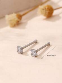 2 chiếc khuyên mũi đính đá Cubic Zirconia, thích hợp để đeo hàng ngày, làm quà tặng, dự lễ hội, đám cưới, tiệc tùng. - tròn - Xem 7
