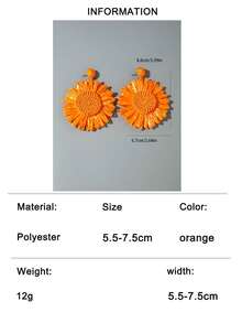 imoli 1 Pair Bohemian Style Handmade Raffia Flower Stud Earrings, Fashionable Jewelry Gift Suitable For Beach Vacation - Multicolor - View 15
